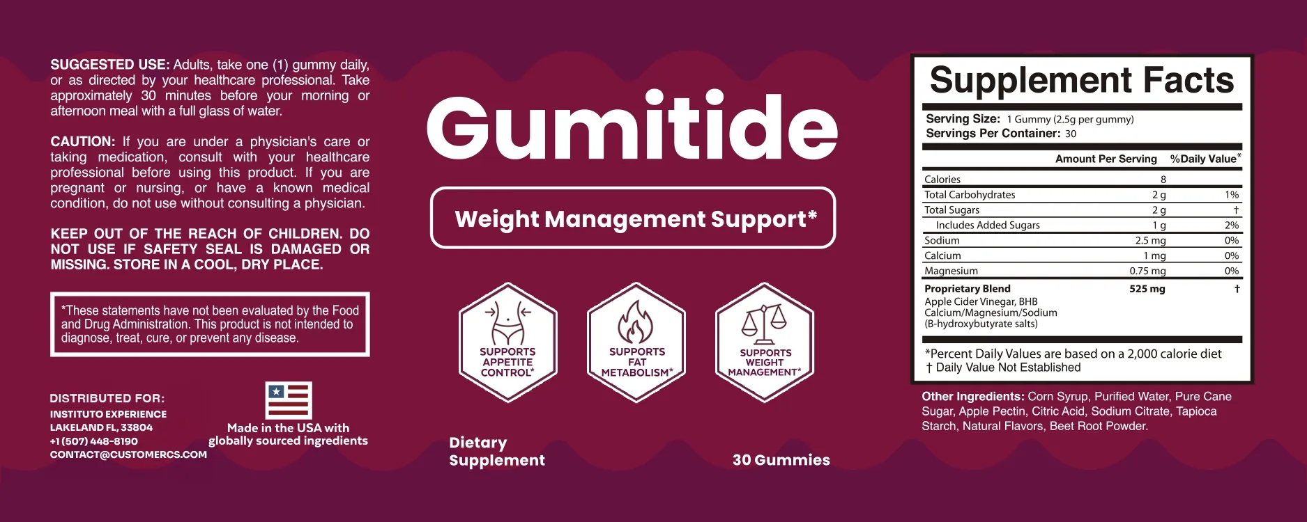 Gumitide Product Label